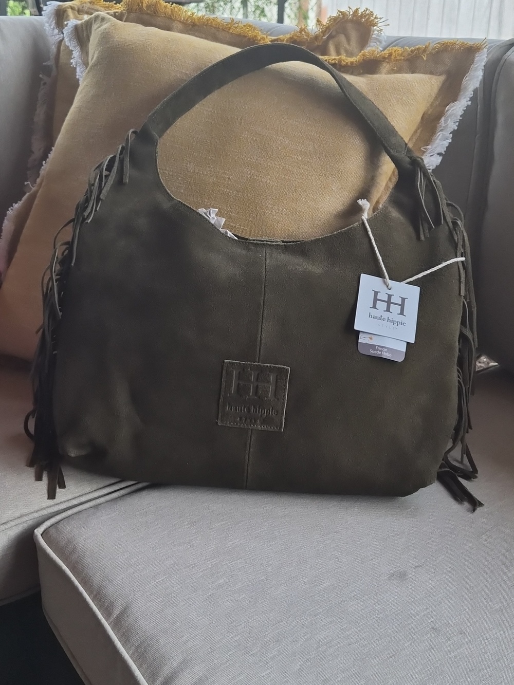 Haute Hippie Green Suede Fringe Bag - Picture 2 of 4